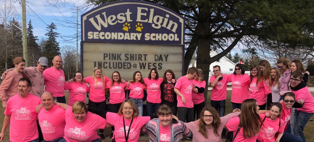 WestElginSS's tweet photo. ‘Great school spirit shown today at WESS for #PinkShirtDay2018 as Students and Staff sport #includedatwess shirts!
@TVDSBSafeSchool
@TVDSBcares https://t.co/CFdEnH0roF