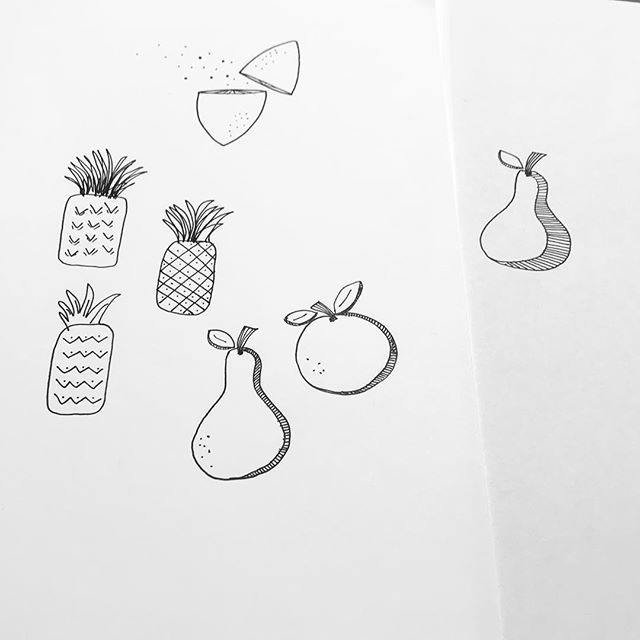 Day 52 of 100 days of drawing. A little play with fruit 🍍🍐🍋. Enjoyed these a lot. #100daysofdrawing #fruitillustration #drawing #keepgoing #experimental #explore #illustration ift.tt/2F0xLKN