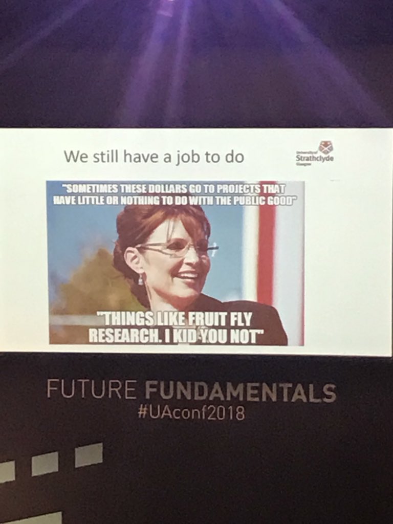 lisagiven's tweet image. .@AnneGlover_EU talks about the far-ranging benefits of #fruitfly research and the fact that Sarah Palin didn’t get it #westillhaveworktodo