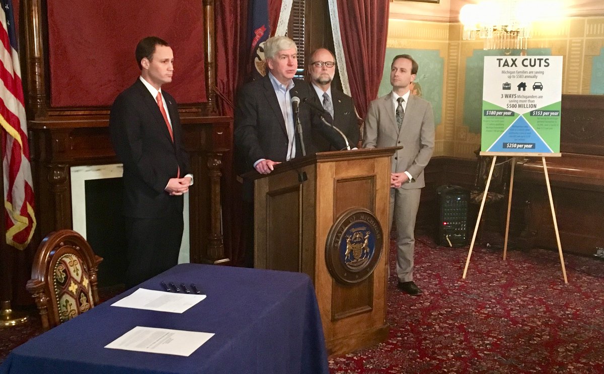 briancalley's tweet photo. Through a simple &amp; fair solution to the tax code, Michigan tax payers can expect to save $500 million! The #TaxRelief signed into law today will go a long way to continuing the #MichiganComeback. https://t.co/GgtC2JhE0d