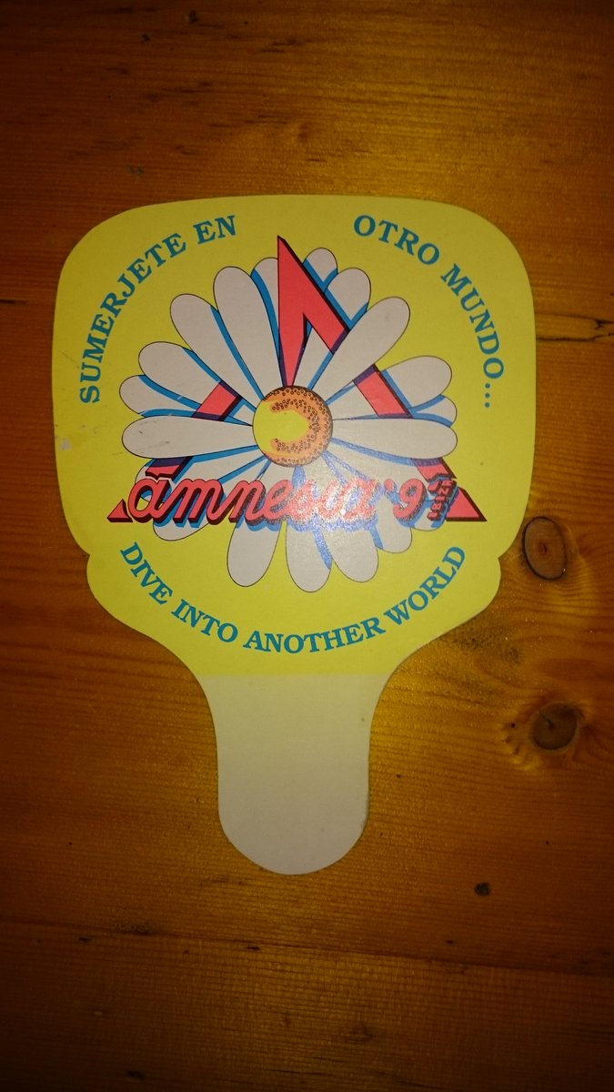 Greenhalgh's tweet photo. Amnesia Ibiza early club flyer doubles as a fan 1991! #raveart #Amnesia #ibiza #clubflyer #raveflyer https://t.co/HgV2JbMFKF