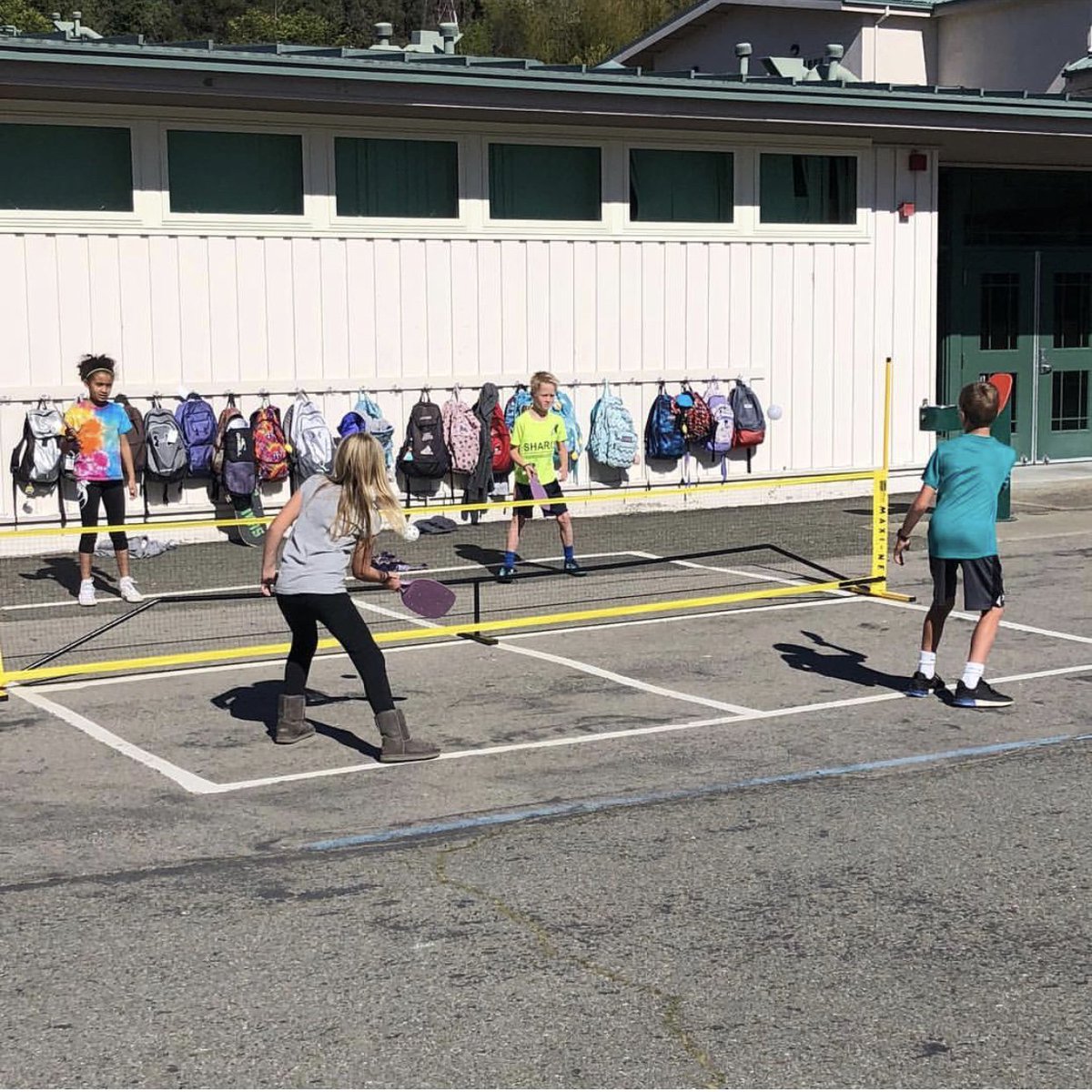 FoundationReed's tweet photo. Bel Aire third-graders, playing paddleball as part of their “racket sports” unit.  https://t.co/MoloW4byLK  #foundationfunded https://t.co/R4ghdpKLcI