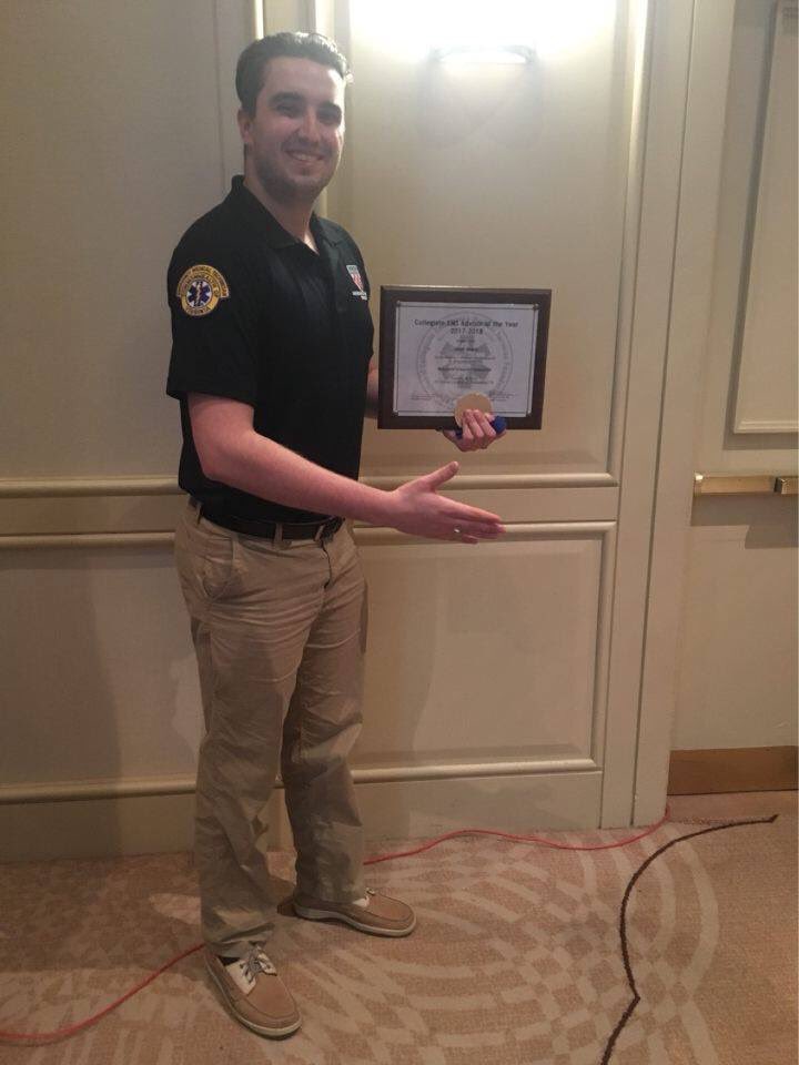 Congratulations to Jason Roach who was recognized as the Advisor of the Year for his collaboration with UREMS at NCEMSF!
Jason did not accompany us to the conference, but he was with us in spirit ;)
[Chris Clark is shown here presenting it to a deserving invisible Jason.]