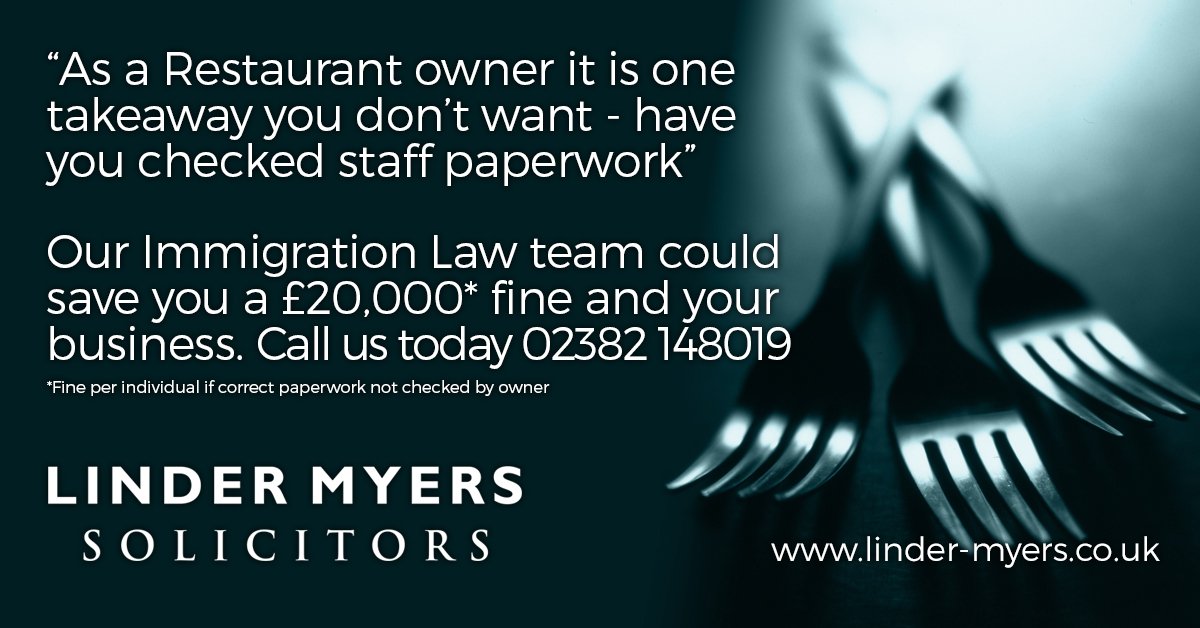 LM_Hampshire's tweet photo. Restaurant Immigration checks are a fact of life, @LM_Hampshire we have case studies here https://t.co/PaoGmfSvc2 With fines of £20,000 per individual levied on the owner - can you afford not to check staff paperwork? Let us do this for you #takeaway #restaurant https://t.co/zceqXWHSn0
