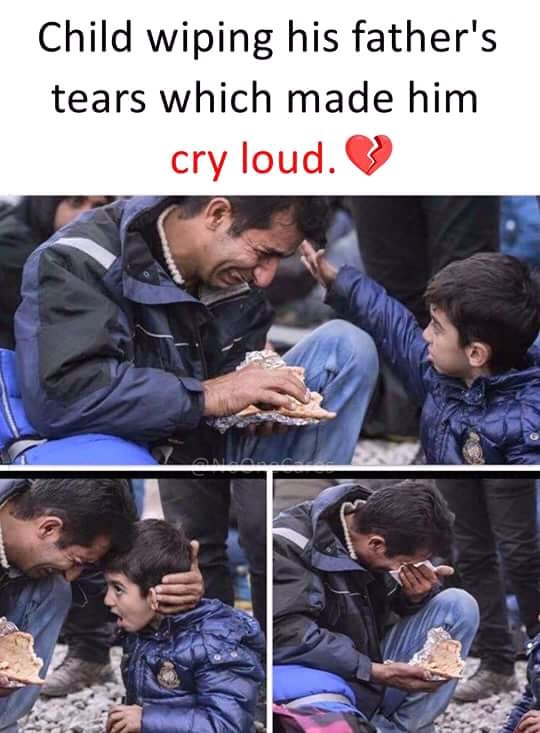 WKnowGlobal's tweet photo. Child wipe his Father's tears which made him cry Loud 💔
#PeopleinSyria
#SaveSyrial
#PraySyria https://t.co/KrWYlfflkg