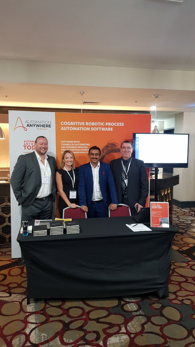 AutomationAnywh's tweet photo. Welcome to #IntelligentAutomation18 in Sydney! Come and talk to the @AutomationAnywh team about your Digital Workforce. #RPA #automation https://t.co/eoxoZgWJoh
