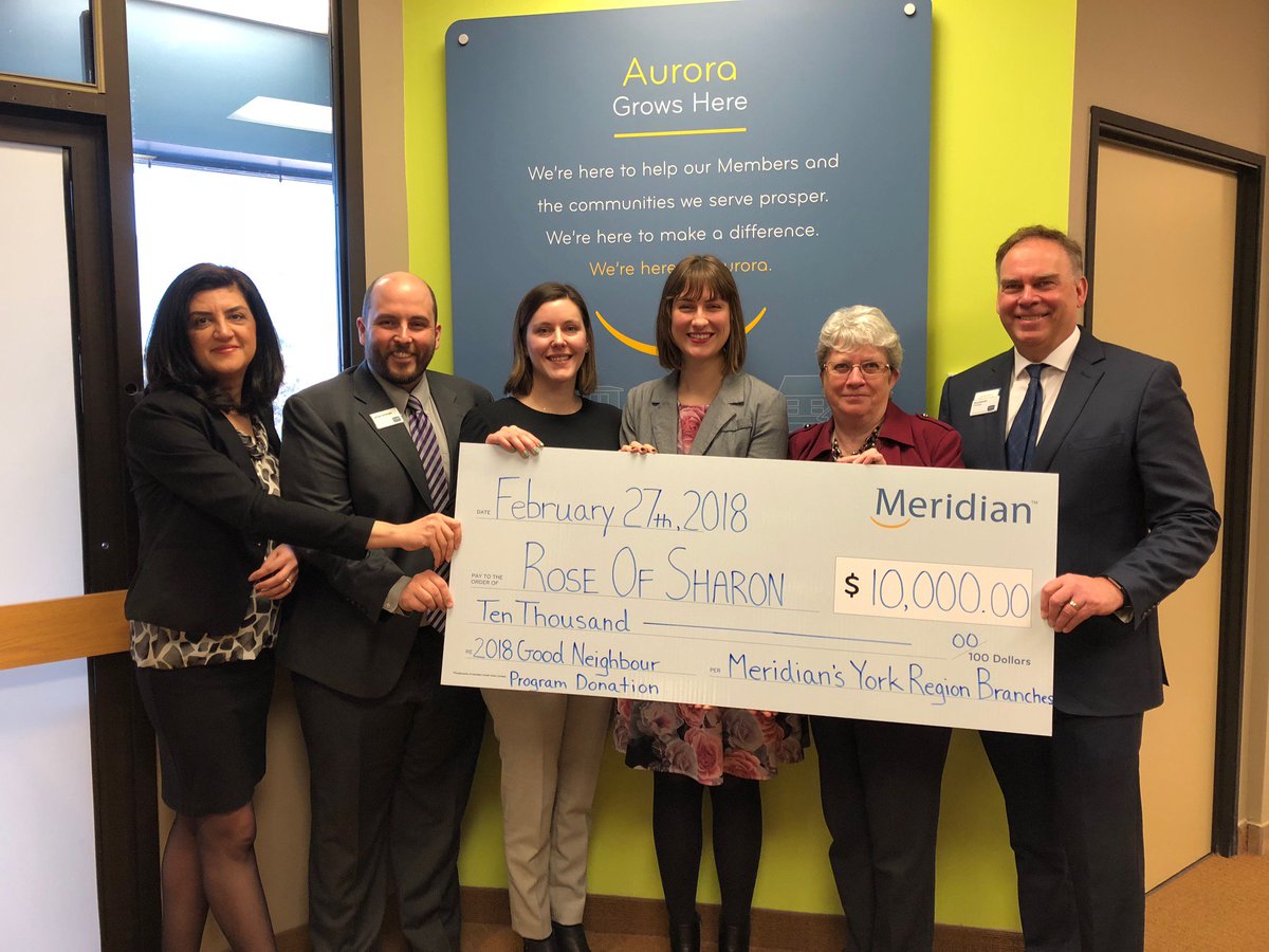 RoseOfSharon_YR's tweet photo. Our Good Neighbours donated $10,000 to our Parenting and Personal Development program. Five young families will receive support from Rose of Sharon for an entire year because of your generosity! Thank you @MeridianCU!! https://t.co/sjNkRW0fDq