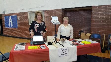 "We had a lot of juniors and seniors visit our table. I hope to see students sign up for the 8-week A to Z Intro to Machine Shorthand program," shared Michele Becker, RMR, CRR, and Cindy Bragg, RPR, volunteers at the Abingdon High School Career Fair. discoversteno.org