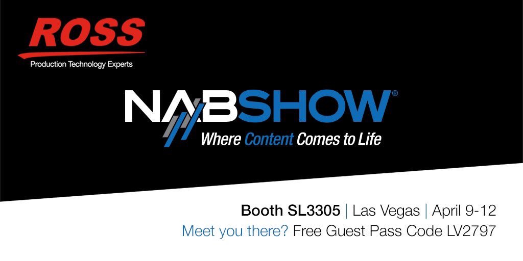 ross_video's tweet photo. We're deep in planning / execution mode for @NABShow!
Have you made plans? Let's meet at Booth SL3305 (we’re in South Lower this year) to discuss our #SmartProductions and #IPSolutions.
Register w/ Free Exhibits Code LV2797 before March 2nd! https://t.co/OlGj418BzO