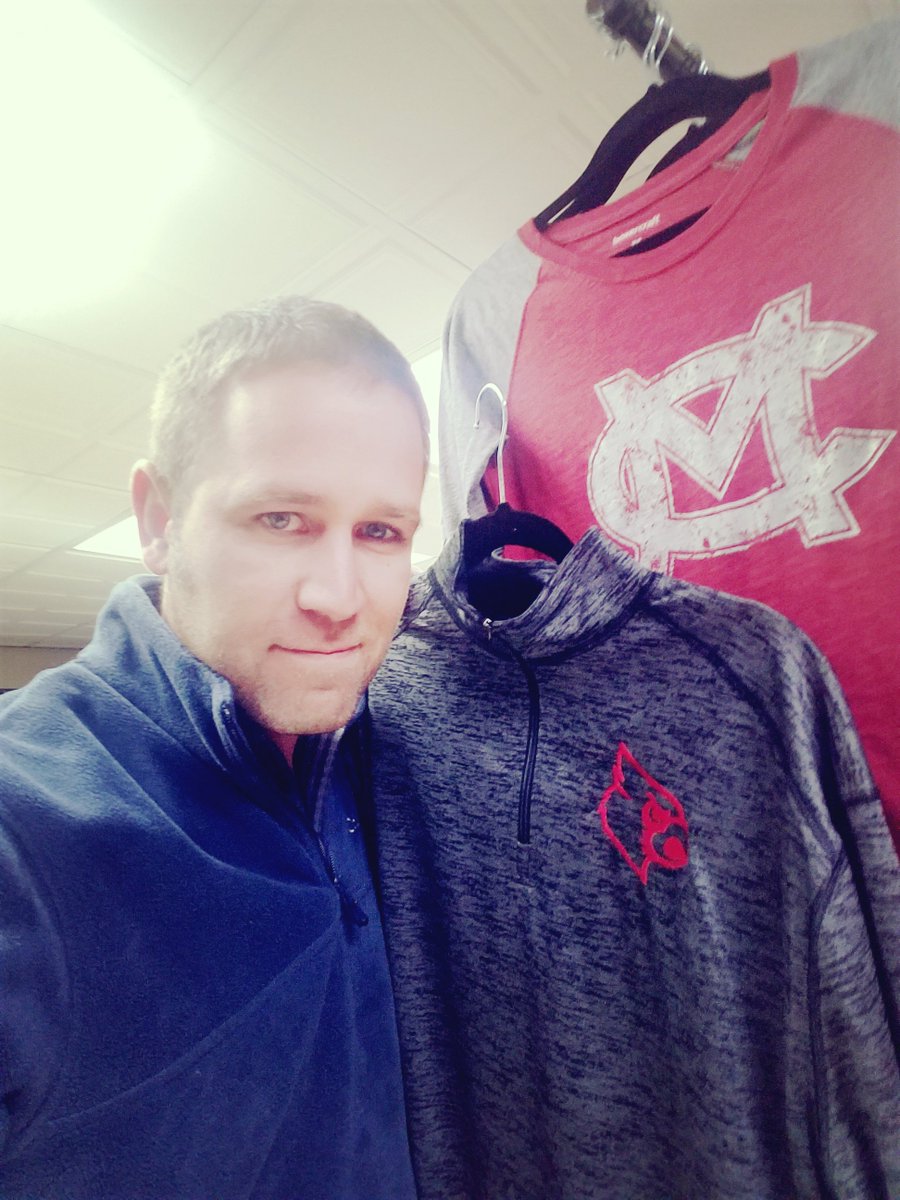 Derek Fankhauser at Malachi Printing showing off Michigan Center School Apparel.  Stop in today!