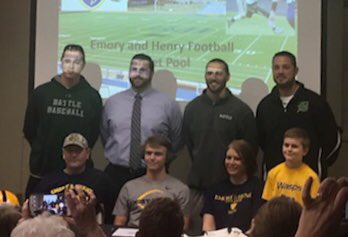 JSB_Odum's tweet photo. Congrats to these guys for signing today!
Mikey, Jarret and Dustin are going to Emory and Henry to continue playing football. https://t.co/zOvQ1T9src