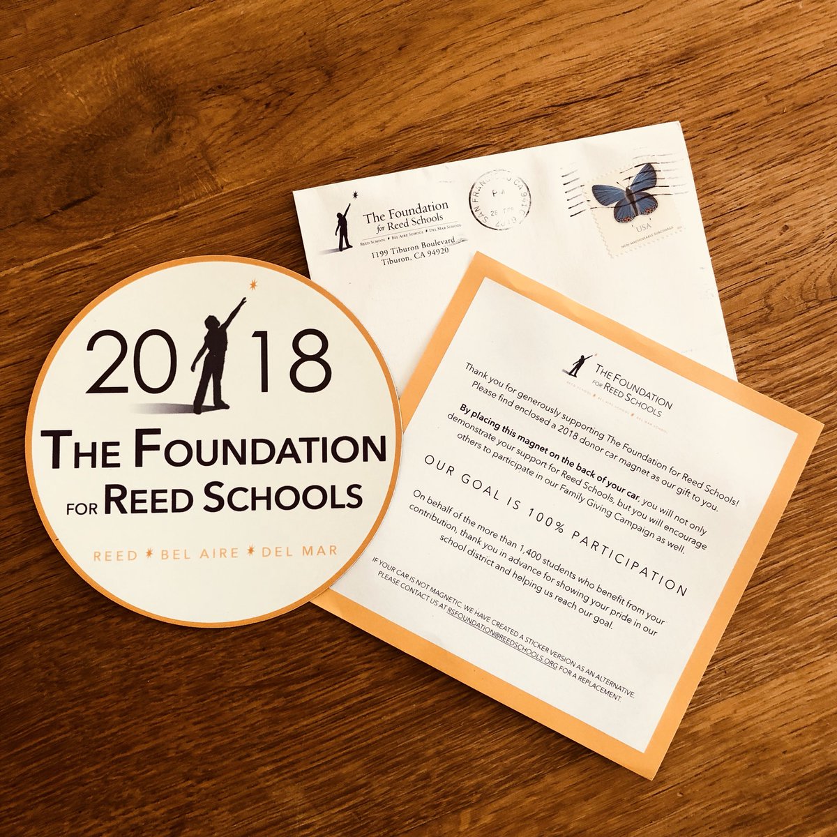 FoundationReed's tweet photo. A special thank you for donating to @reedfoundation arrived in mailboxes today! If you haven’t donated yet, get yours by pledging or donating today. #carmagnet #foundationforreedschools https://t.co/kFm6Fa1xHd