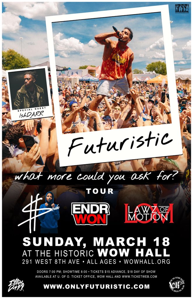 EndrWon's tweet photo. March 18th is an ALL AGES show in my hometown - Eugene, OR. with @OnlyFuturistic @WOWHall and this one is gonna be extra insane. 💥

Ltd tickets still available at https://t.co/RwoiJ0nygj 🤘🏼🤘🏼🤘🏼 https://t.co/9ldLJ9j2gl