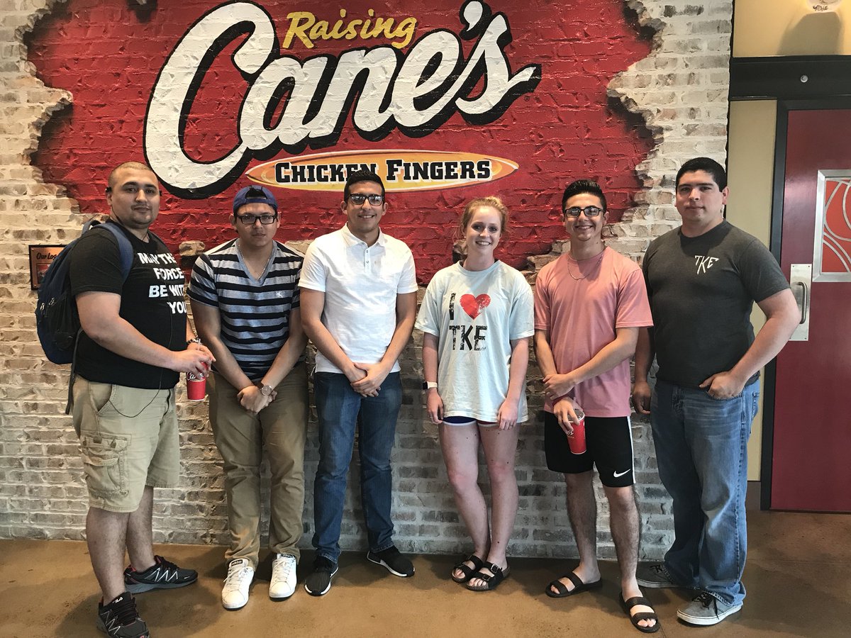 A few of our men and our sweetheart at Alpha Sigma Tau’s fundraiser at Raising Cane’s!