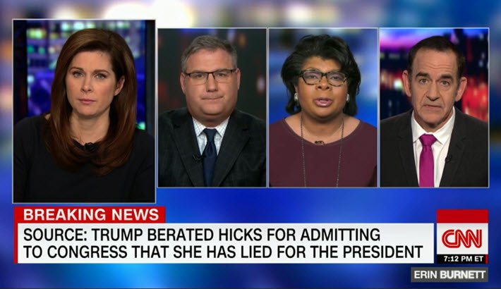 Porter_Anderson's tweet image. Media: @AprilDRyan to @ErinBurnett says her sources tell her that after the #RobPorter situation, #HopeHicks&apos; &quot;white lie&quot; comment in testimony Tuesday was the last straw. &quot;She may have given her resignation&quot; today &quot;but it was a forced resignation.&quot; @OutFrontCNN #Russia