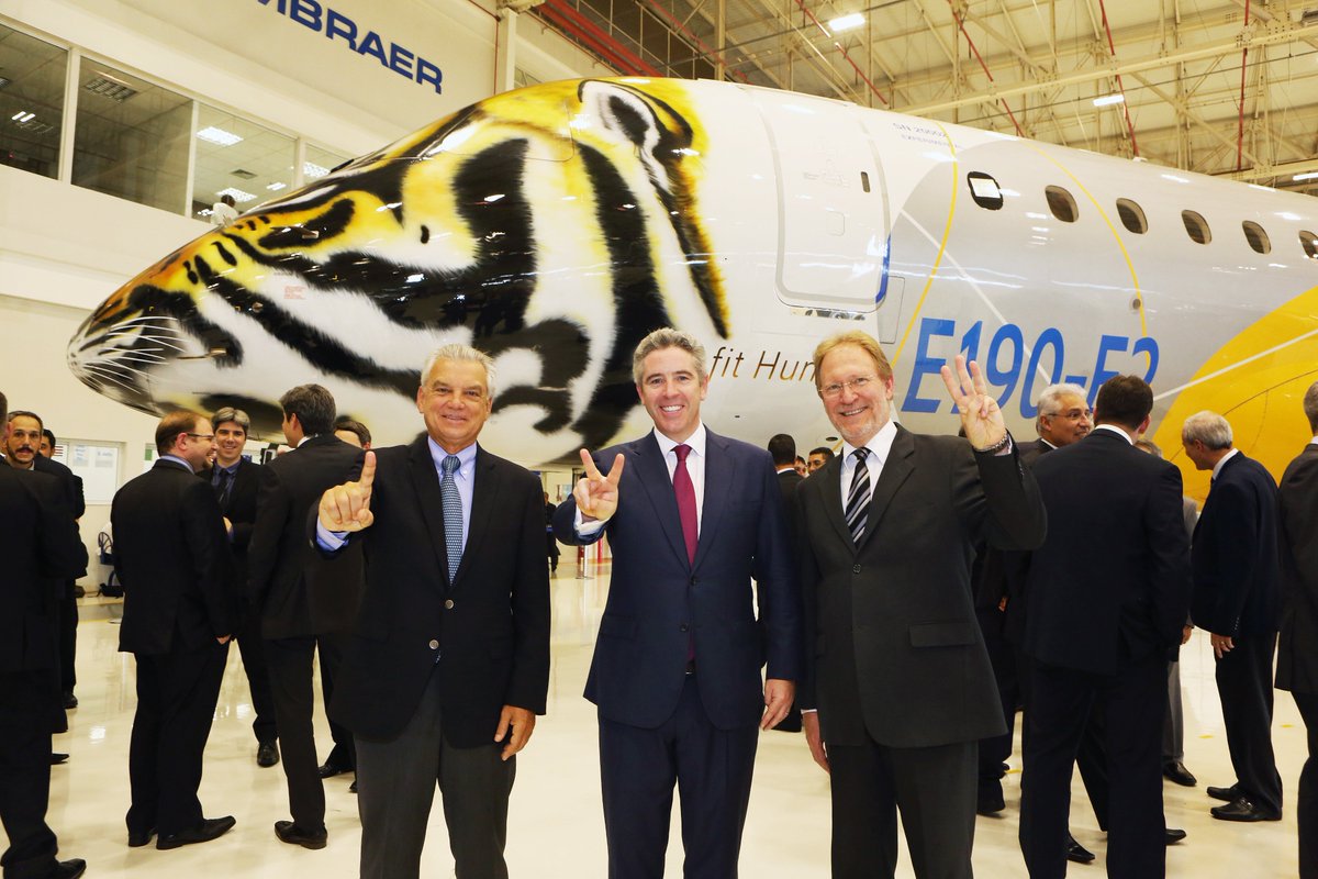 embraer's tweet photo. NEWS | #Embraer #E190E2 granted certification by ANAC, FAA and EASA. Learn more: https://t.co/ye8h4xxyze https://t.co/7QeSPp96rW