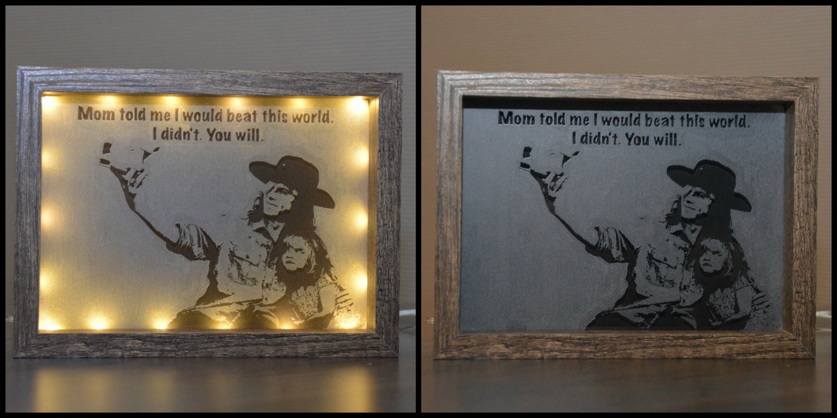 FAN_tastic_ART's tweet photo. Engraved on glass - #CarlGrimes and Judith
This is an ode to @chandlerriggs who played Carl. He has done an amazing acting. We are going to miss him. Carl lives on in this fan art and in the hearts of all his fans. #TWD #TheWalkingDead #TWDFamily @WalkingDead_AMC @GarciaFrizzi https://t.co/uqYwMBZMUo