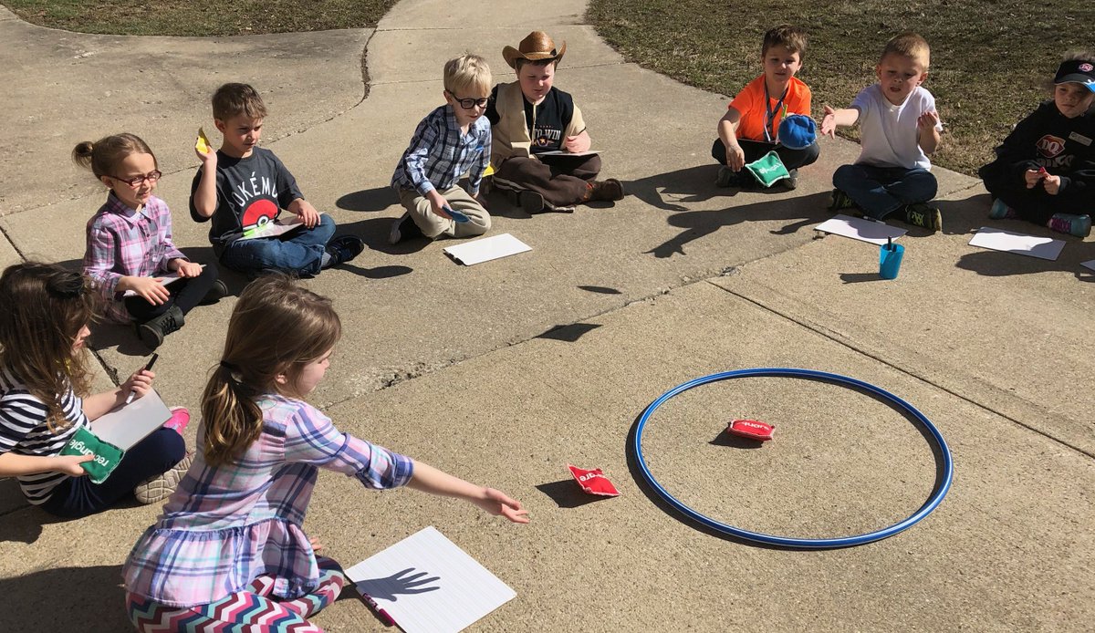 shelbyprincipal's tweet photo. Mrs. Jenni Storm #Kindergarten TEAM  using Bean Bags &amp; a Hula Hoop to find all the different ways to make (8). When it's warm in February, you head outside for MATH! #math https://t.co/n1HeQk3pd0