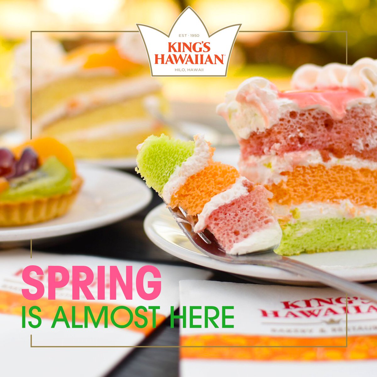 KH_bakery's tweet photo. Spring is right around the corner! Whose ready for warmer weather, blooming flowers, and more slices of paradise? Tag three friends you could share these delicious deserts with! #spring #warmerweather #kingshawiianbakery #paradisecake https://t.co/BXHiITNAZE