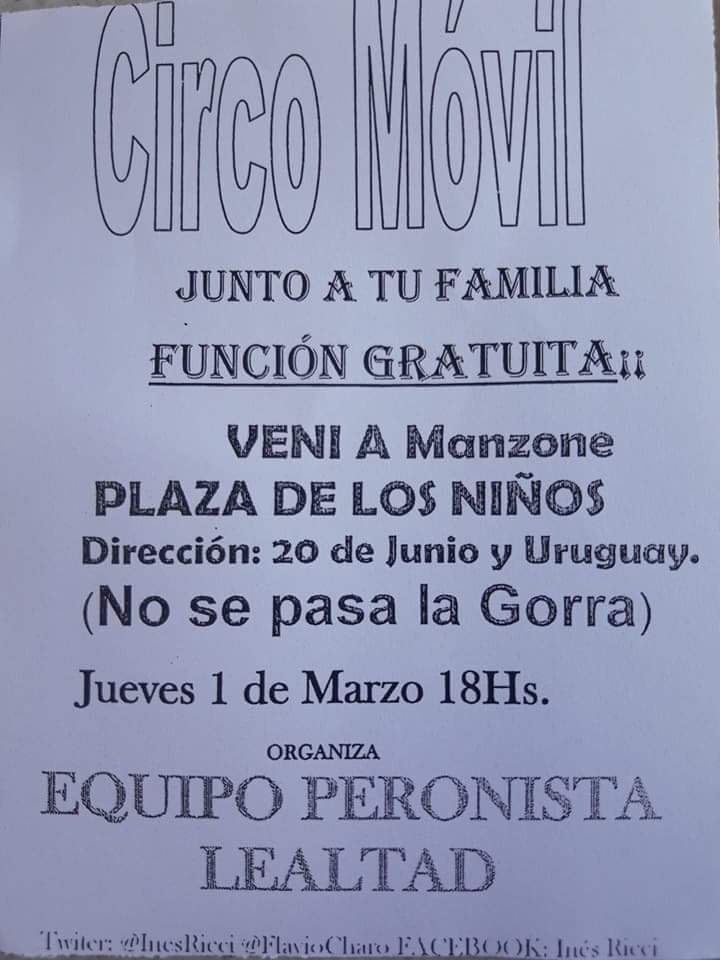 circomovil2017's tweet photo. #Manzone mañana no te podes perder otra magica función del @circomovil2017 te espemos! @InesRicci @FlavioCharo https://t.co/S9DdH740nt