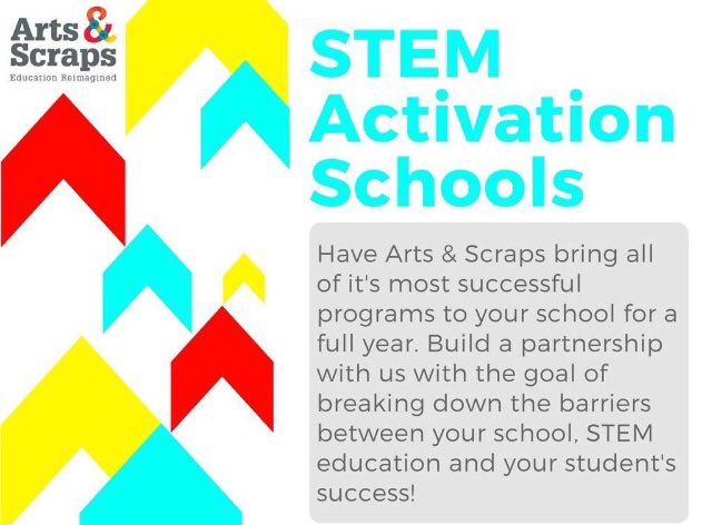 We are excited to share about our new STEM Activation Schools!! We have been at the forefront of arts integration and now we are looking to work with educators, schools and districts throughout the year. Please send us an email to contact@artsandscraps.org for details! #STEM #Edu