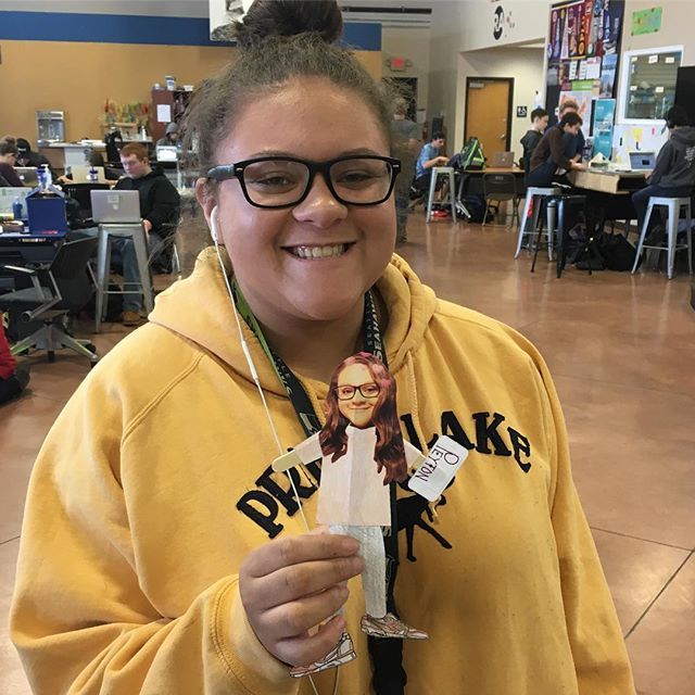 Designing her personality profile character. Nice work Peyton!