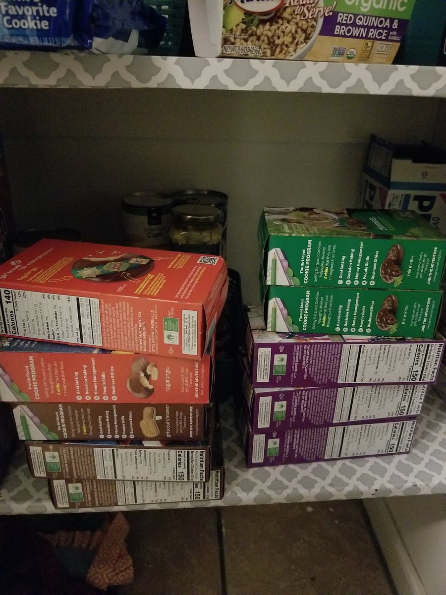 asterrdisasterr's tweet photo. Hubby's coworker is helping his kids sell @girlscouts cookies, so I told him I wanted some. This is what he brought home (minus the 2 boxes I already ate.. #oops). This is why I married him #truelove #besthubbyever https://t.co/3rIYcm8JjO
