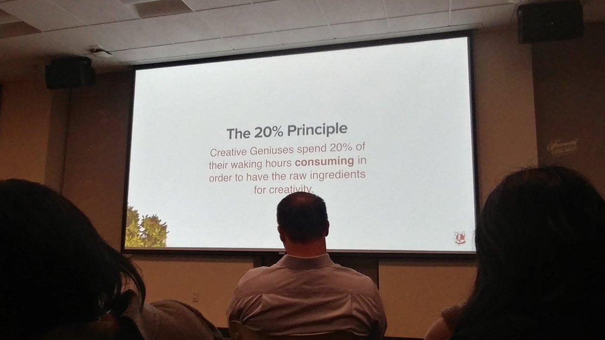 FindTroy's tweet photo. Consumption gives the FUEL for flashes of genius. Creative Geniuses spend 20% of their working hours consuming in order to have the raw ingredients for creativity.
#LinkedInLocal #LinkedInChicago #Creativity https://t.co/i6qSwRtiWC