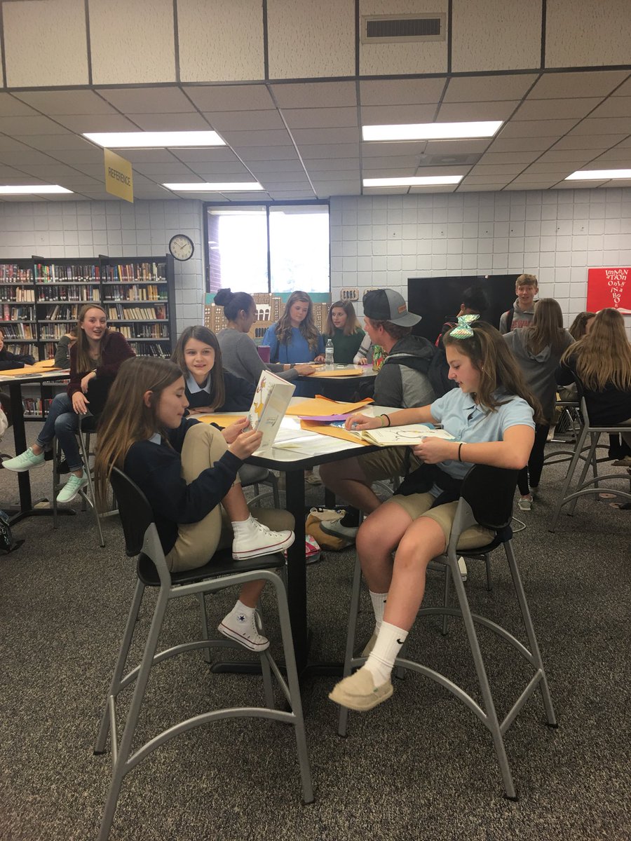 East and Erwin students working together in preparation for our elementary visits for Read Across America Day. #buildingpartnerships <a href="/Mrs_BSaunders/">Brittany Saunders</a>