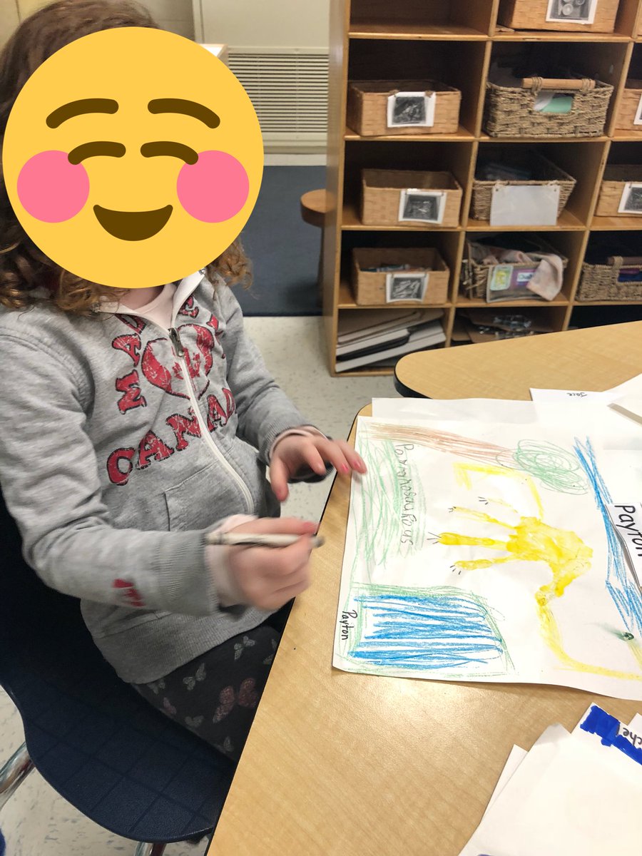 MissBond15's tweet photo. Mixed media art in Kindergarten! We used paint for our handprints and markers and crayons for details! We used our names to make new dinosaur species, &amp; wrote about the types of dinosaurs that inspired us by using our read aloud &amp; inquiry facts #sccdsb #dinofun @StJohnFisherCS https://t.co/Gvhz39HH9p
