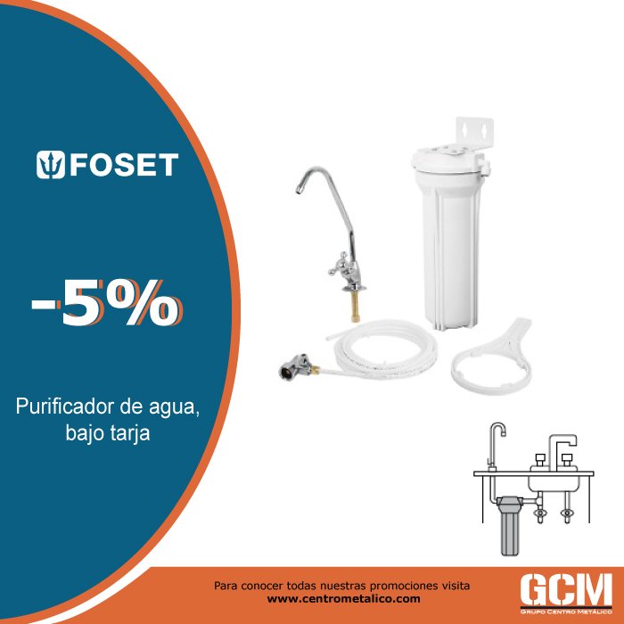 gcm_mexico's tweet photo. #FOSET Purificador de agua bajo tarja. Cuenta con cartucho de carbón activado impregnado de plata coloidal que retiene e inhibe bacterias, cloro, contaminantes orgánicos y sedimentos. https://t.co/V0tc8YvHVC