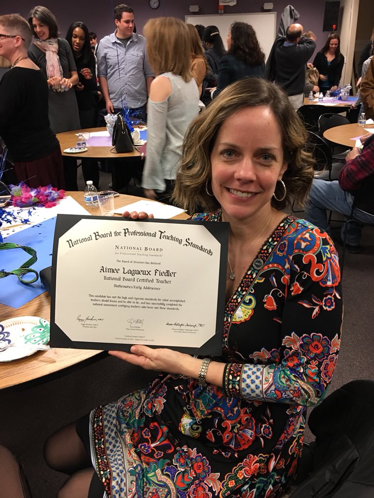 Congratulations to SHES superstar Mrs Fiedler for earning her National Board Certified Teacher certificate and pin this evening!