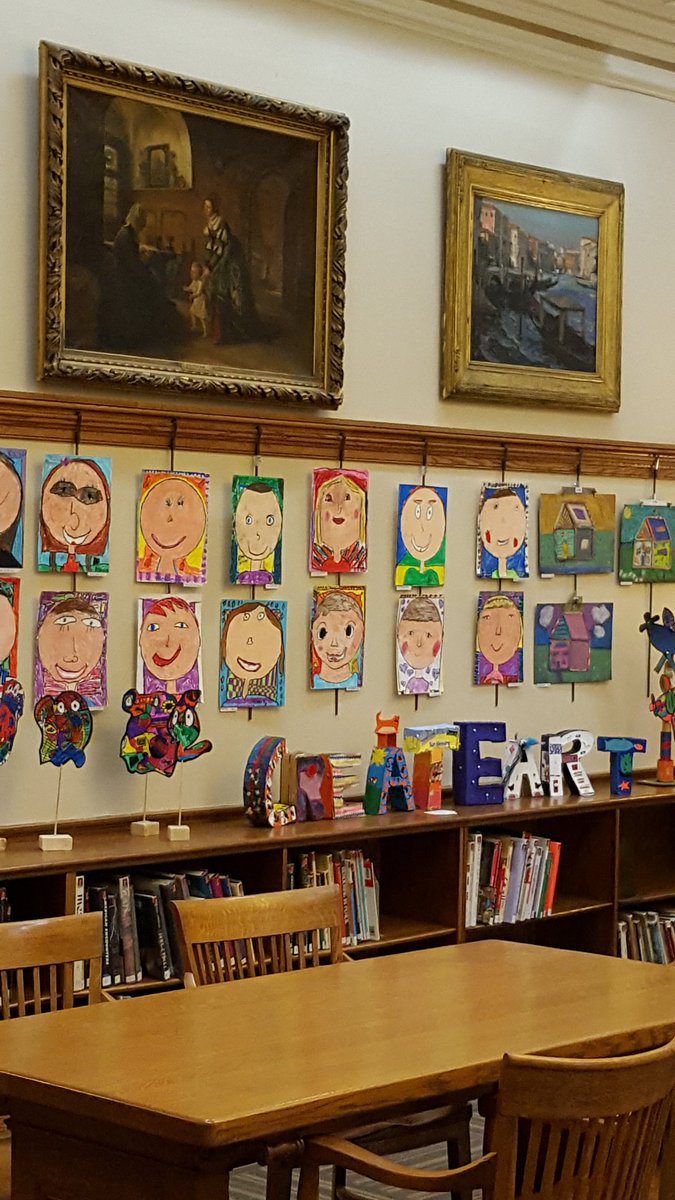 My elementary art show at #winonapubliclibrary #artinyourschoolsmonth 
Ou show opens March 1 and will e open through March 28. I filled the walls with art love! I am beyond excited that my students art is showing in such a beautiful gallery! In such a great community #Winona