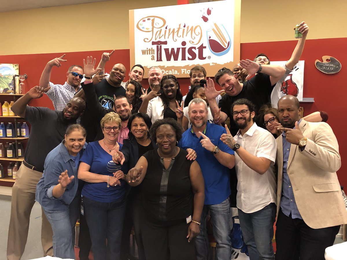 CatJamesGarrett's tweet photo. Fantastic Team Builder at Painting with   a Twist with my Ocala Leadership Team!! So much FUN!! @WilliamATTKidd @DustyRhodesATT @TeamTugTitans #Ocala2018 #OneTeamOneDream https://t.co/z82gLTFvQo