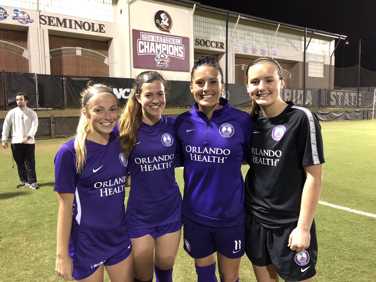 ORLPrideDA's tweet photo. Congrats three @ORLPrideDA players @ansleyfrazier @moreno_ellie @tayfox0 playing with the @ORLPride vs @FSUSoccer tonight in Tallahassee https://t.co/dolMYtlqw4