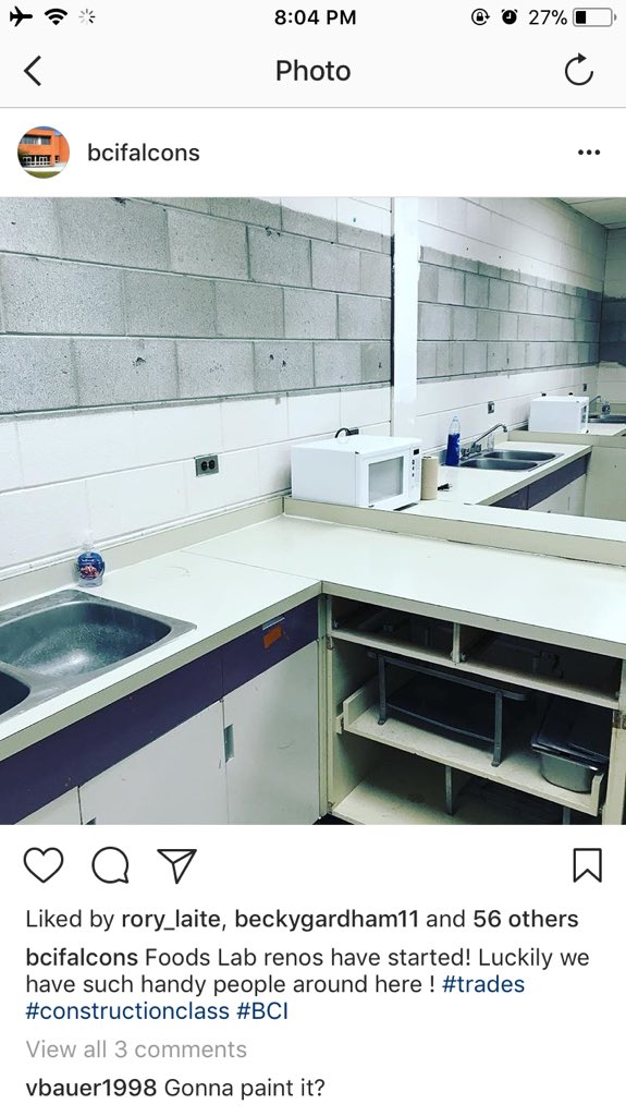 ParkWestCuts's tweet photo. @ParkWestSD without our construction class bci wouldn’t be able to renovate their foods kitchens #PWSDCuts https://t.co/sr0TkeQFQQ