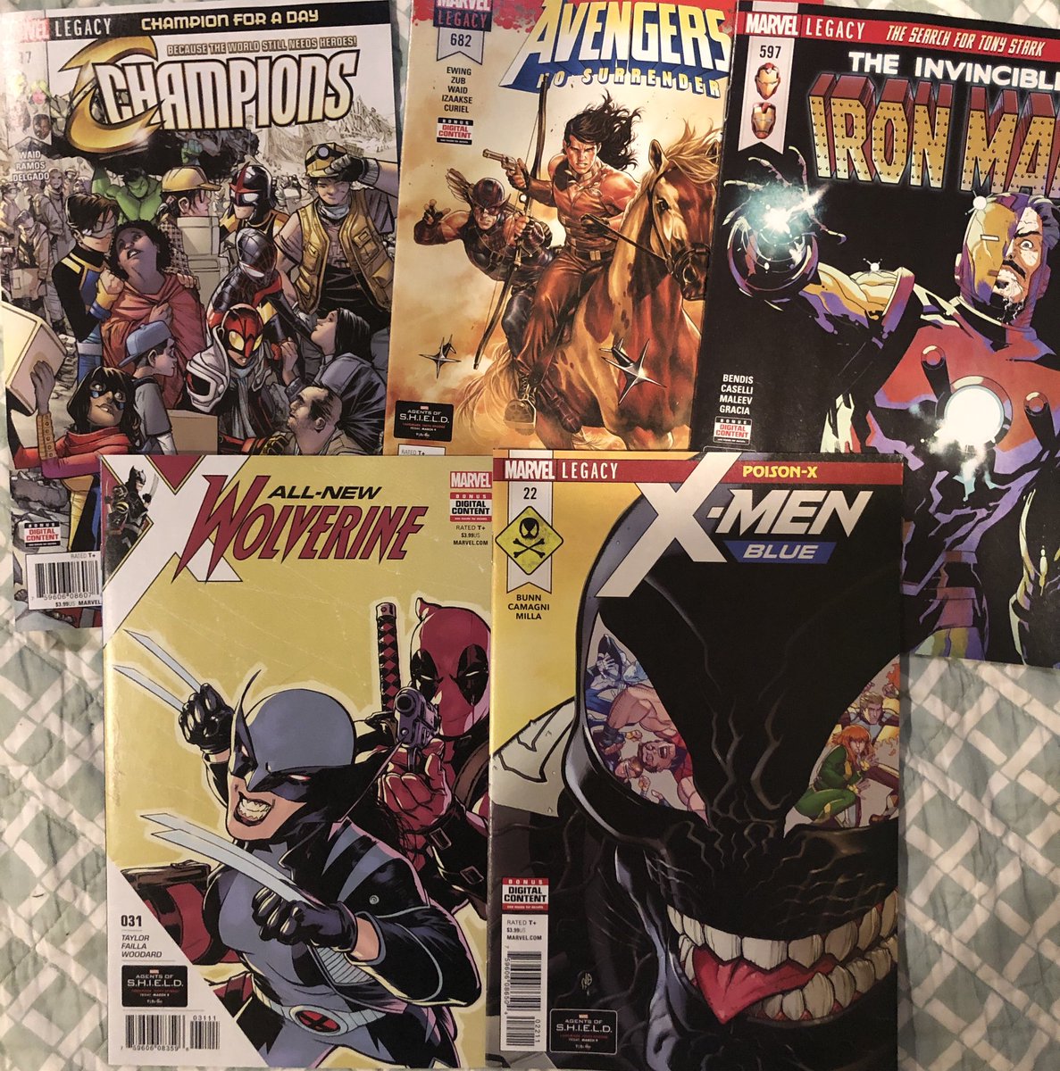 Apparently it’s an all marvel day over here at chez me. What are the rest of you reading, though?

#XMenBlue #PoisonX #AllNewWolverine #TheInvincibleIronMan #Avengers #NoSurrender #Champions #Marvel #NCBD