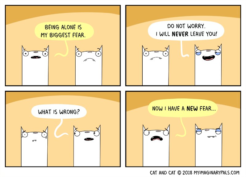 Cat and #Cat #talk #fears in #todays #comic

#webcomic #fear #alone