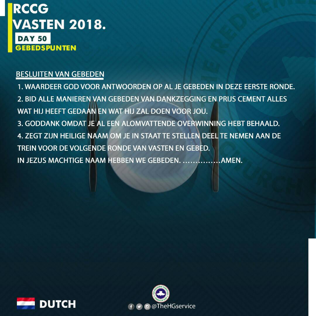 TheHGService's tweet photo. Day 50 Prayer Points for the #RCCGFAST2018 https://t.co/QQ9xngf4Rz