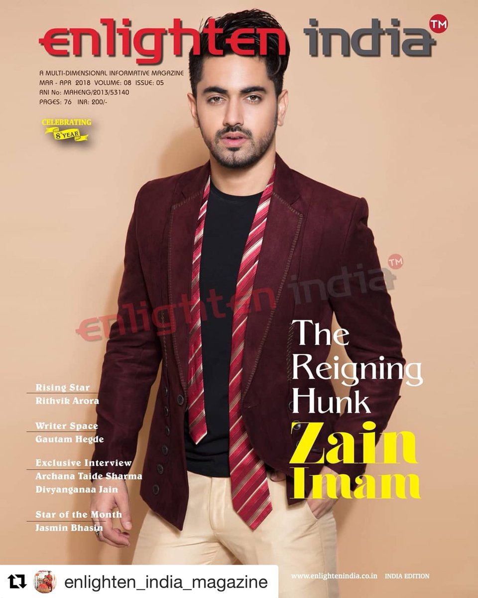 zainimam01's tweet photo. Thrilled to be the on the cover of @enlighten_india_magazine thanks to have me there
Grab ur March edition soon https://t.co/IWDydPQfLK