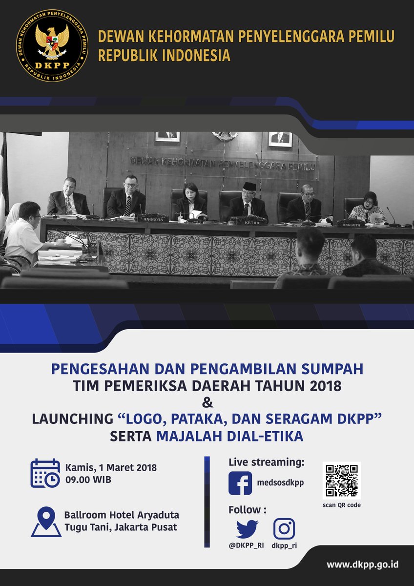 DKPP  gelar  Pengesahan &amp; Pengambilan Sumpah TPD  2018 sekaligus merilis pakaian dinas dan majalah DKPP. Bertempat di Hotel Aryaduta,  Kamis (1/3/2018) <a href="/AlfitraSalamAPU/">Alfitra Salamm</a> <a href="/KPU_RI/">KPU - RI</a> @Bawaslu_RI_ <a href="/mas_abudiman/">Arief Budiman</a> <a href="/kabarafif/">afif afifuddin</a>