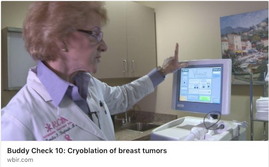 SanarusTech's tweet photo. Dr. Kozlowski of #KnoxvilleComprehensiveBreastCenter discusses benefits of #cryoablation. Now enrolling patients for #FROST clinical study. Call 800-909-3060 or email clinical@sanarus.com. Share &amp; make a difference in someone's life! @wbir https://t.co/eDG3h8ntB1