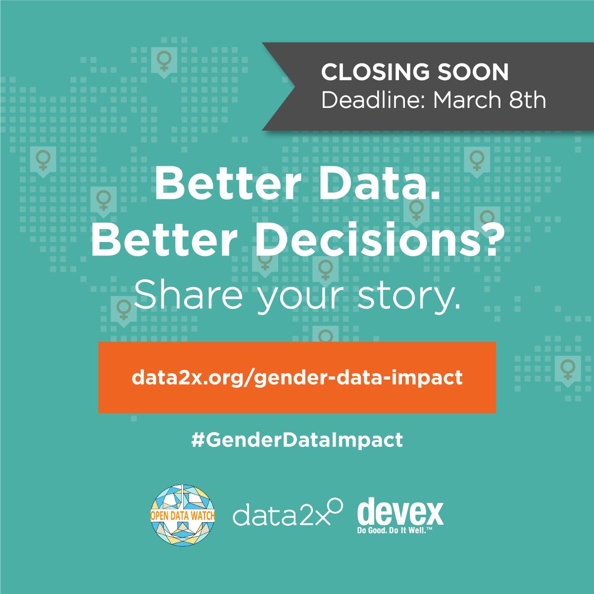 Data2X's tweet photo. Want to #LeaveNoOneBehind? Good #genderdata is key. Help @Data2X @opendatawatch @devex identify #genderdataimpact stories.  https://t.co/F0qB645D5Q https://t.co/CAxfKHQRDH