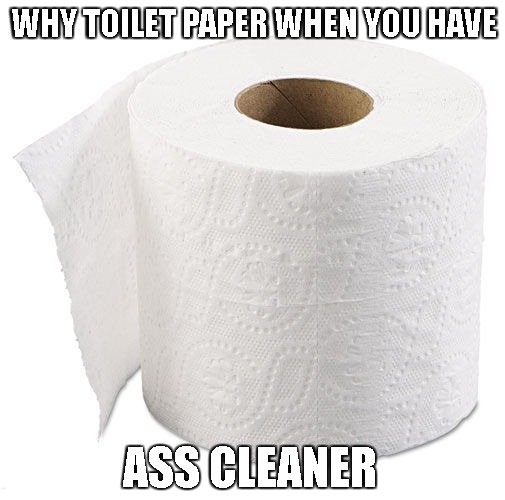 KevinHaRock's tweet photo. "Why toilet paper when you have...ASS CLEANER" #RT #Memes #ToiletPaper https://t.co/MYrEiFzTKn