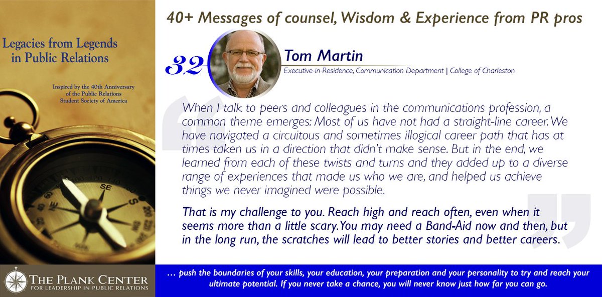 kamaldb's tweet photo. #PRLegends 32 Tom Martin
"..entering the comms profession-Go beyond your fears. Take a chance. Make yourself uncomfortable. If you stay in a comfortable place your entire career, you will never know just how far you can go" https://t.co/Tf42MesBhC
#PublicRelations @PlankCenterPR https://t.co/rmnI0wuqRR