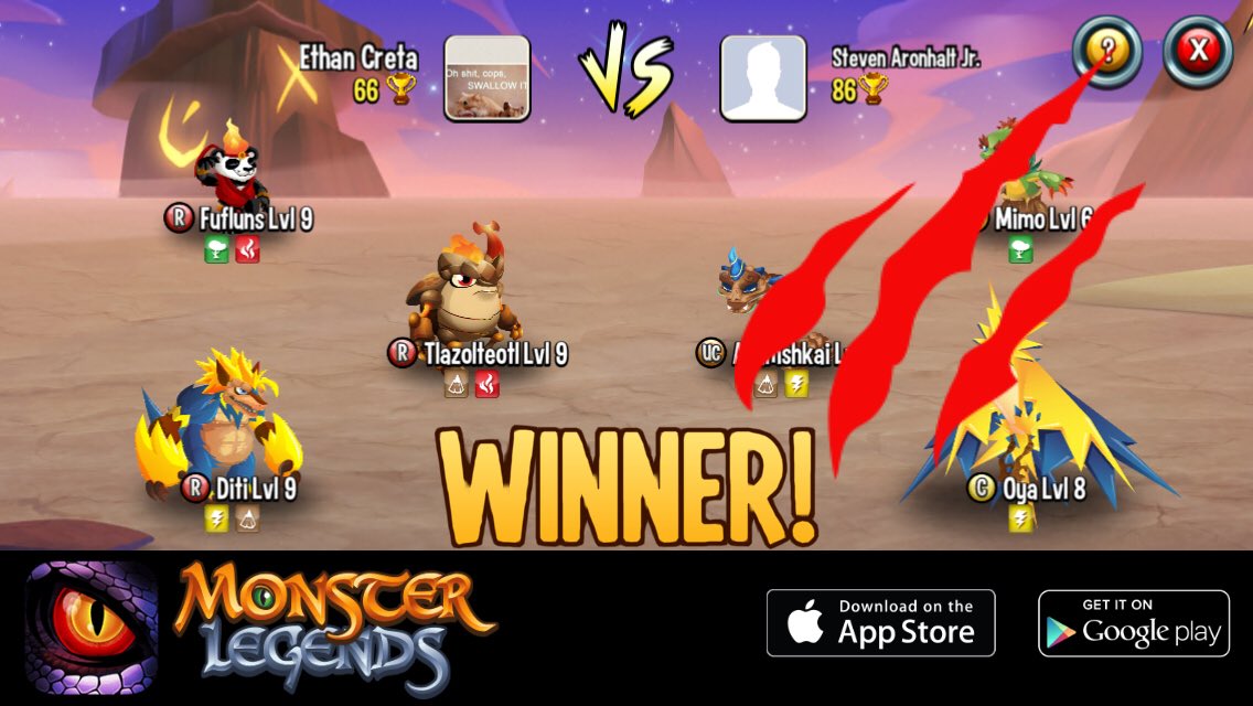 GerardSmiths's tweet photo. I rule at the Monster Legends Arena! If you dare to challenge me, start collecting monsters! https://t.co/xhtBsNYbGB https://t.co/DilMsHfcjM