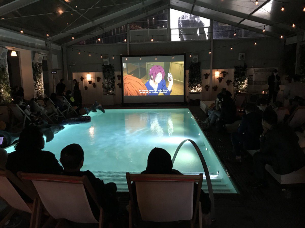 Funimation's tweet image. Crying rn because the poolside premiere for Free! -Take Your Marks- looks more magical than we could have hoped!! 💕✨ #FreeTYM