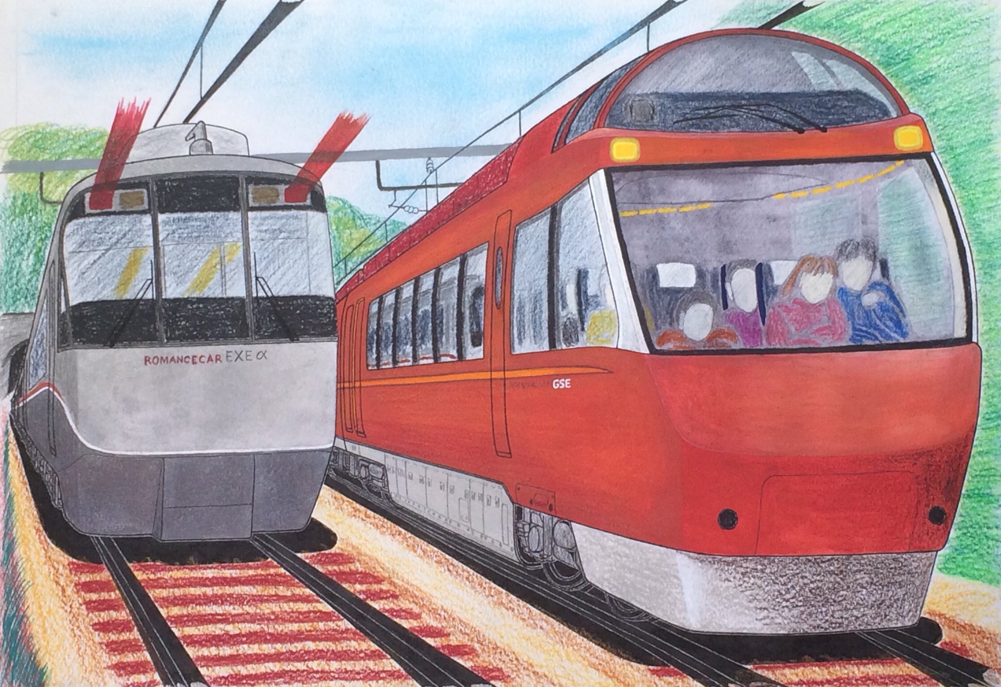 ট ইট র 鉄神様しひろ 完成 鉄道車両 イラストコレクション 新規投稿 仮 小田急 ロマンスカー すれ違いのシーン 最新型 Gse 型 Graceful Super Express リニューアル 型 Exea Excellent Express A T Co Oy3pay6lwp ট ইট র