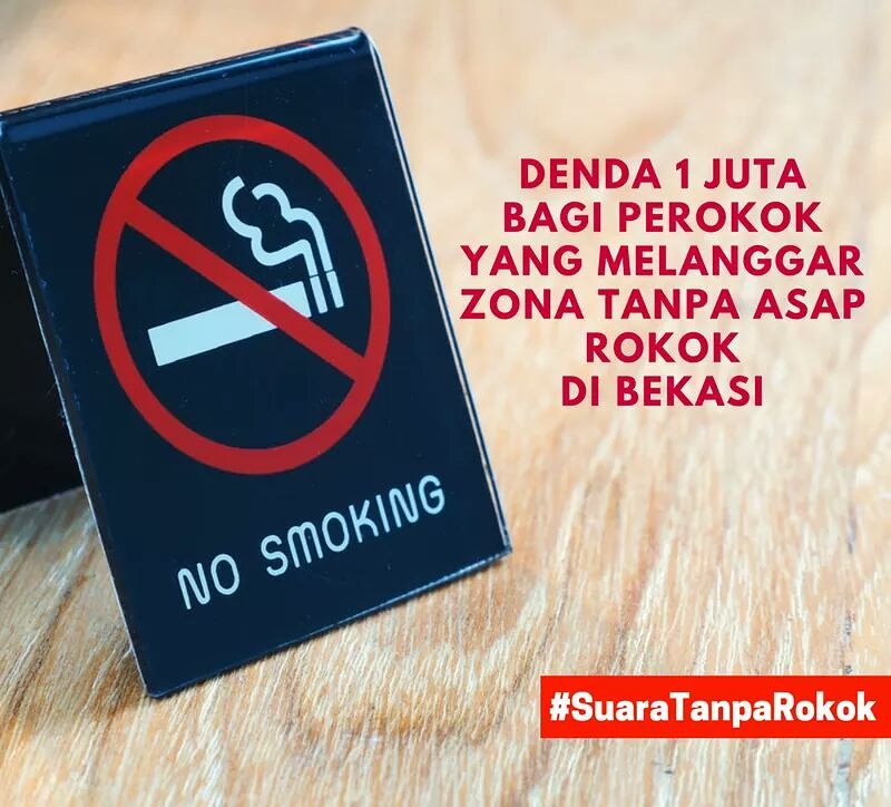 KABAR GEMBIRA! Saatnya Pemerintah Kabupaten Bekasi menerapkan sanksi mulai dari teguran hingga denda Rp1 juta terhadap setiap orang yang merokok di zona bebas asap rokok. Ini upaya pemerintah daerah melindungi warganya dari bahaya asap rokok. #SuaraTanpaRokok #TheyLieWeDie