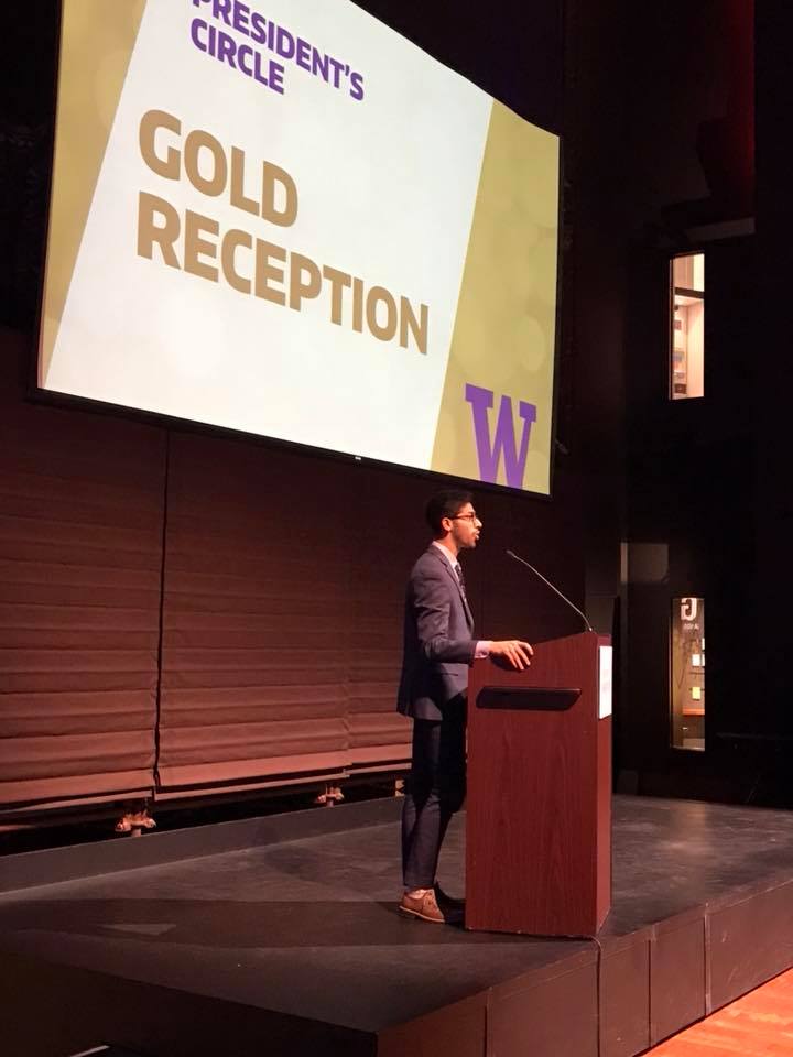 amcauce's tweet image. Lovely reception tonight for The President’s Circle, @UW's most generous donors. @ASUWSeattle President Osman Salahuddin gave great remarks about how scholarships made such a difference in his college experience. @UW students are always our best spokespersons. #BeBoundless